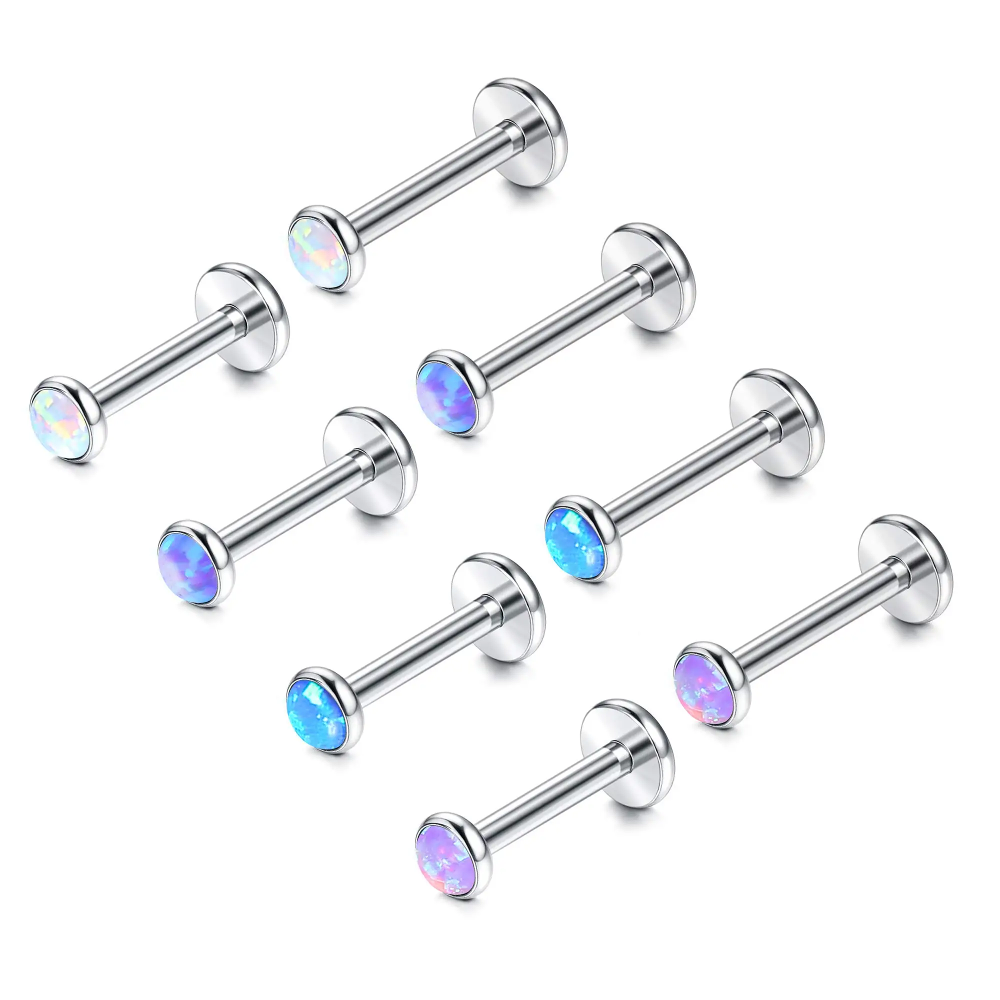 

1pcs/8pcs 16G Piercing Jewelry 316L Stainless Steel Flat Back Cartilage Earrings Nose Rings Studs for Women Opal Lip Helix Conch