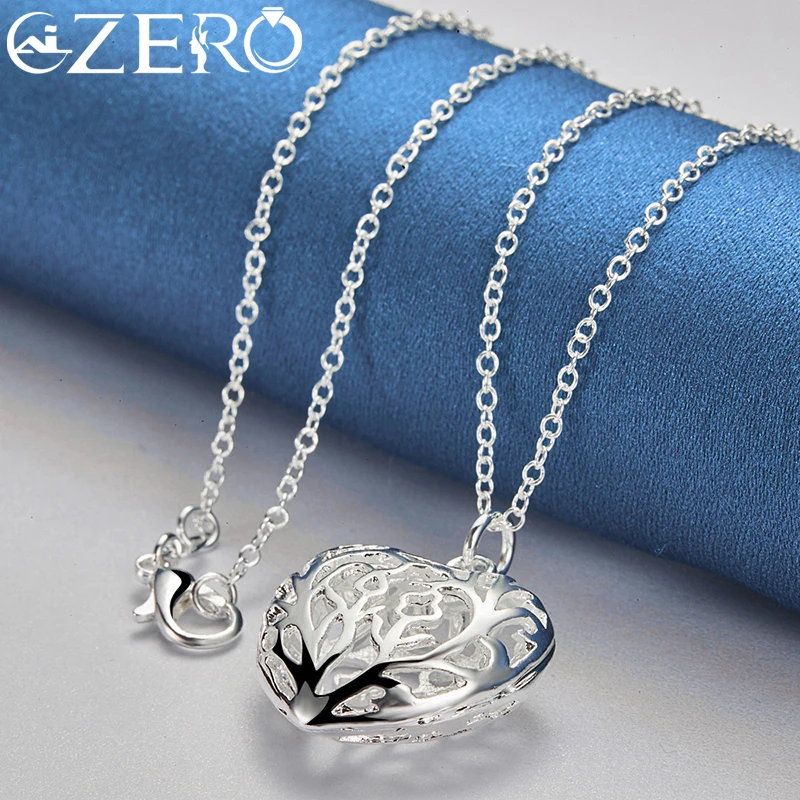 Hot Classic 925 Sterling Silver 16-30 Inch Chain Hollow Heart Pendant Necklace For Women Wedding Charm Party Fashion Jewelry