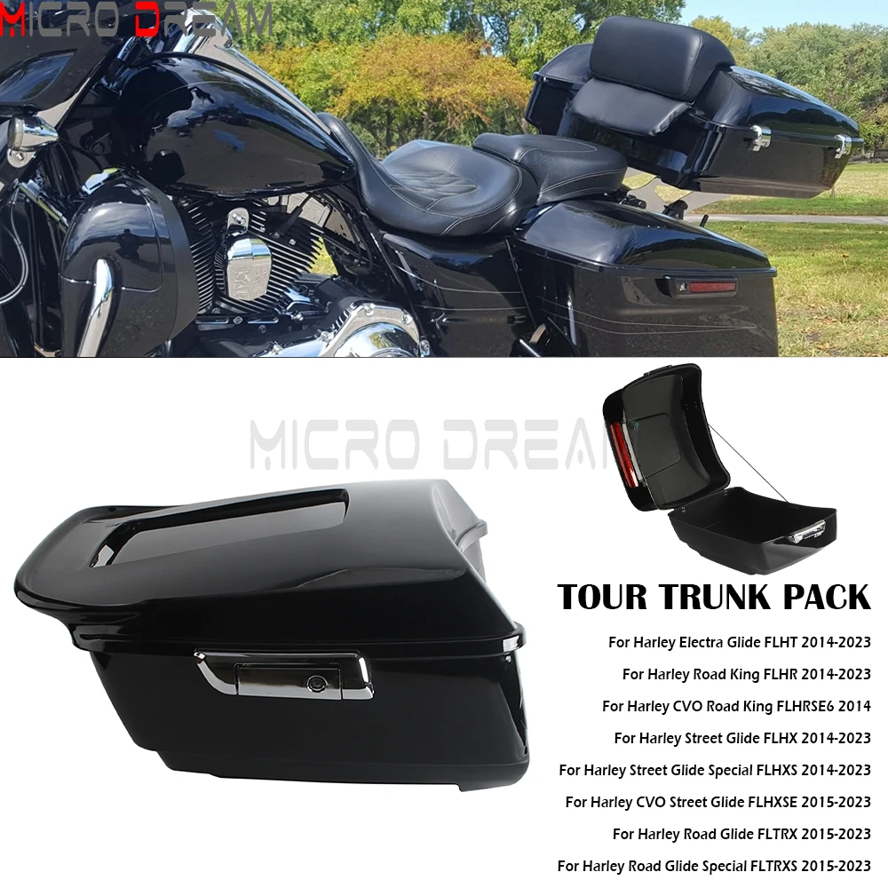 Motorcycle Rear Tour Trunk Pack For Harley Touring Road King Electra Glide Road Glide 2014-2023 CVO Street Glide FLHXSE 2015-23