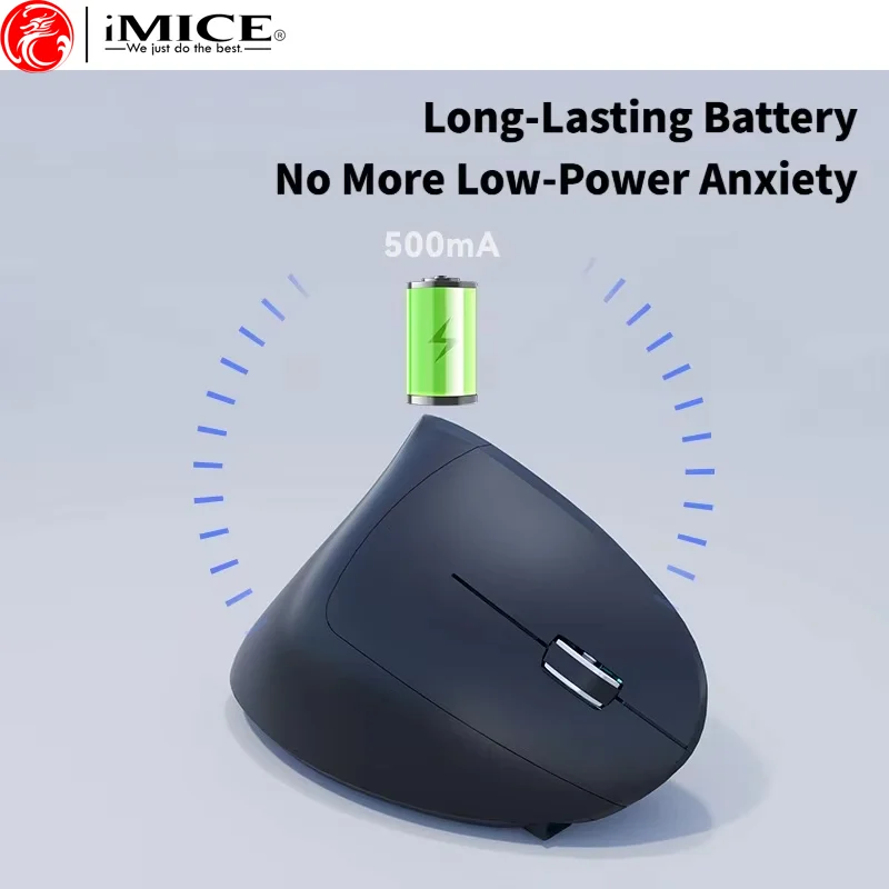 IMICE Ergonomic Wireless Vertical Mouse Bluetooth 2.4G Dual-Mode Rechargeable/Battery RGB Light Mute-Buttons Office Mouse For PC