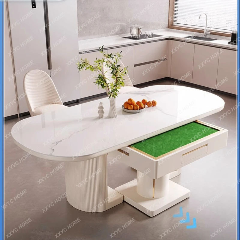 

Stone Plate Island Desktop Mahjong Machine Push-Pull Hidden Automatic Mahjong Table Multi-Functional furniture