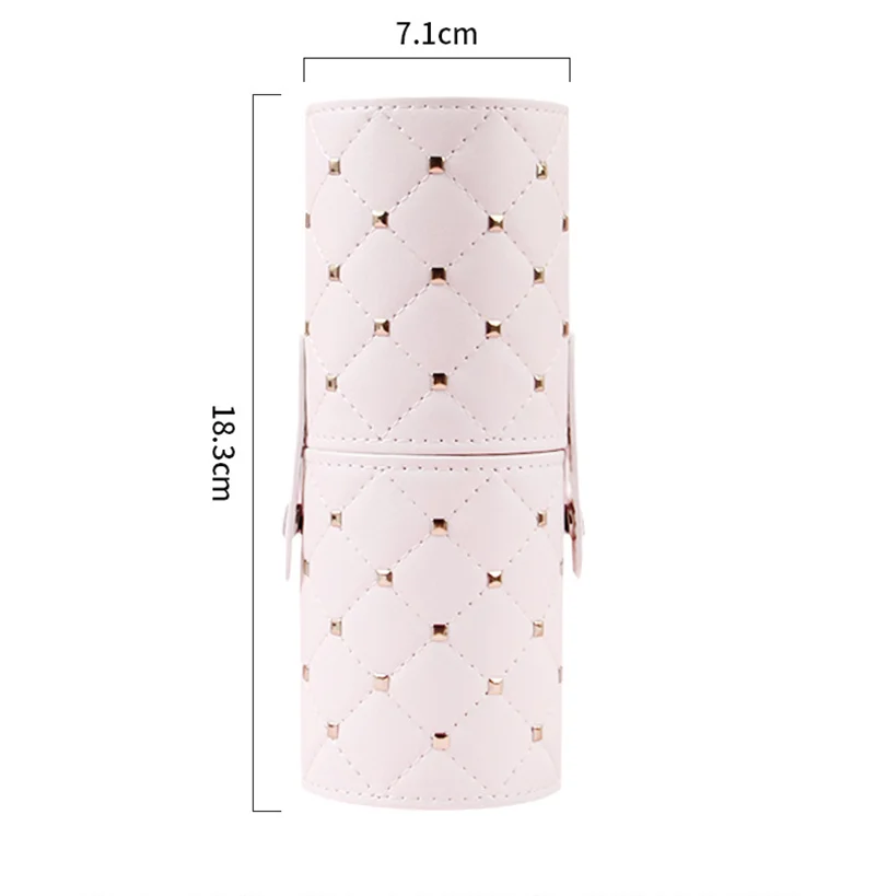 Make-up-Pinselhalter mit Nietenschnalle, Eimer, PU-Leder, staubdicht, Kosmetik-Organizer mit Deckel, tragbare Aufbewahrung von Schönheitswerkzeugen für die Reise
