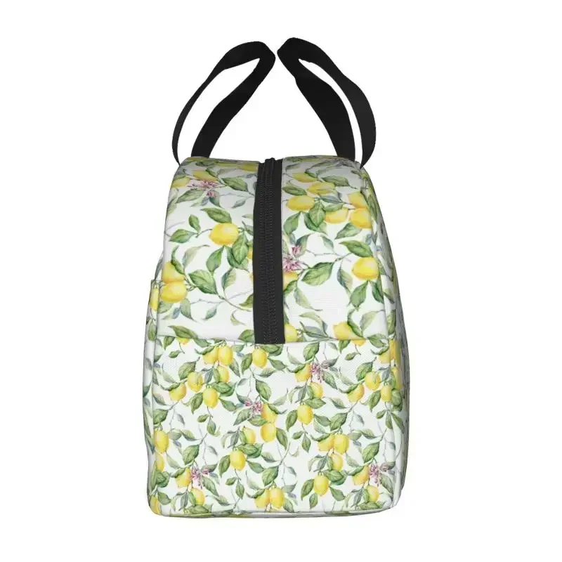 Tropical Fruit Summer Lemon Insulated Lunch Box For Women Reusable Thermal Cooler Lunch Bag Food Picnic Container Tote Bags