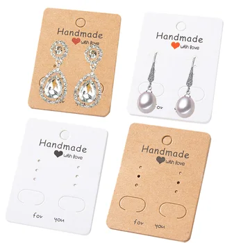 50 個イヤリングホルダーカード紙タグネックレスブレスレットジュエリーディスプレイ中小企業包装用品手作り愛を込めて