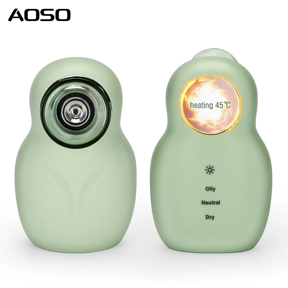 مستخرج الرؤوس السوداء باللون الأخضر الصغير، مزيل الرؤوس السوداء الكهربائي ذو الفقاعات الدقيقة، منظف مسام الوجه