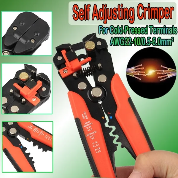 1PC AWG22-10/0.5-6.0mm² Multifunctional Crimping Plier Wire Cutter Suitable For Cold-Pressed Terminals