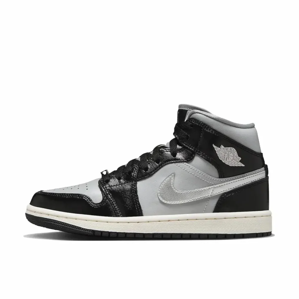 Nike Schwarz Grau Farbe Air Jordan 1 MID Herren- und Damen-Basketballschuhe Modische, bequeme und vielseitige Sneakers