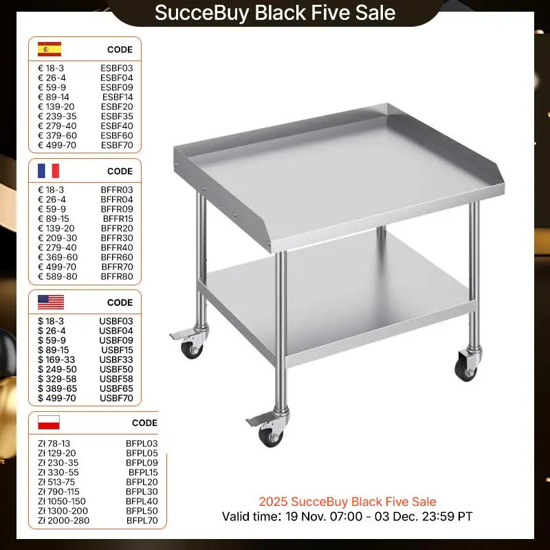 VEVOR Arbeitstisch aus Edelstahl, gewerblicher Arbeitstisch zur Lebensmittelzubereitung mit 4 Rädern, Lenkrollen, 3-seitiger Spritzschutz, 762 x 914 x 762 mm Arbeitstisch für Restaurants, Hotels