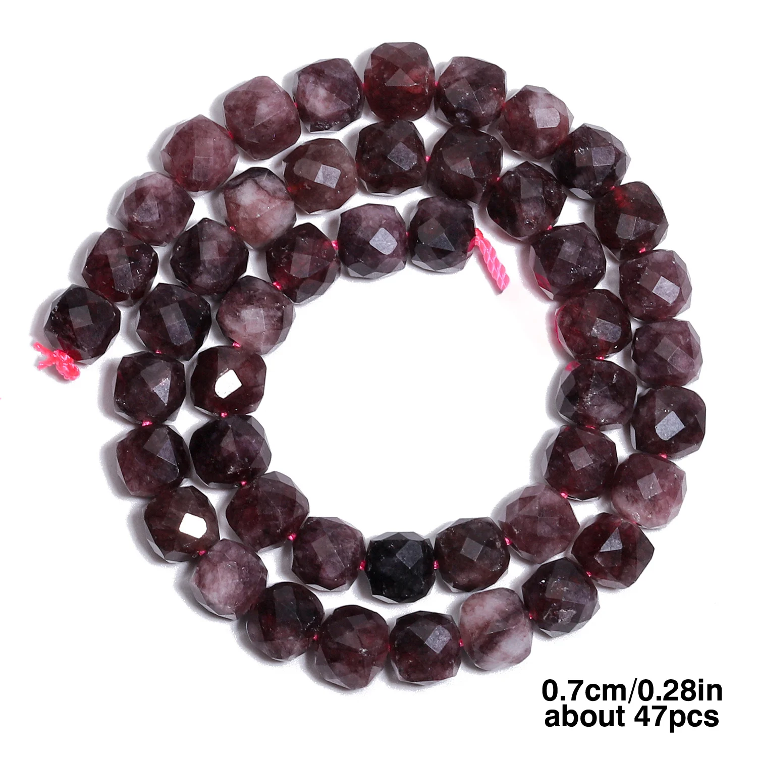 Natural Garnet Beads 7-8mm Faceted Square Cube Geometric Shape Loose Beads for Jewelry Making Diy Accessories