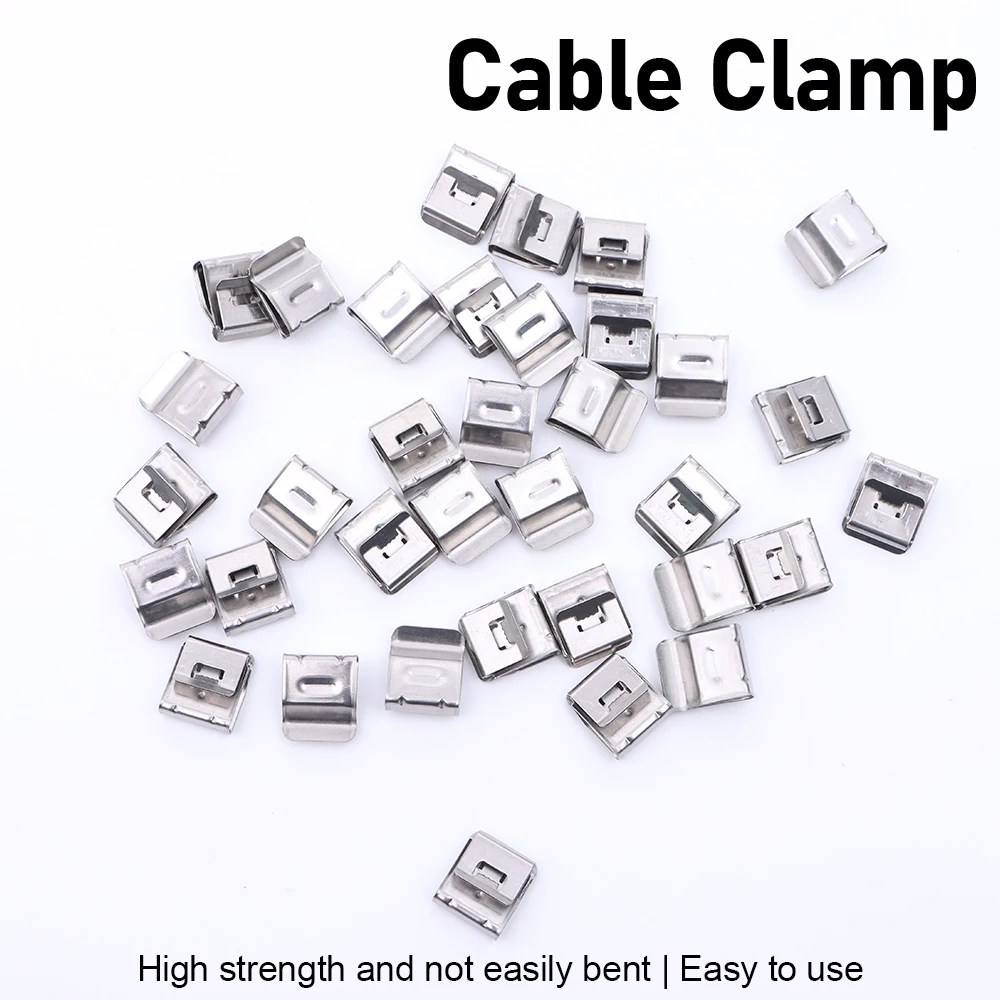 10pcs Solar Photovoltaic Cable Clamp Stainless Steel Cable Trailer Clamps Clip Solar Street Light Wiring Cable Clamp image 3