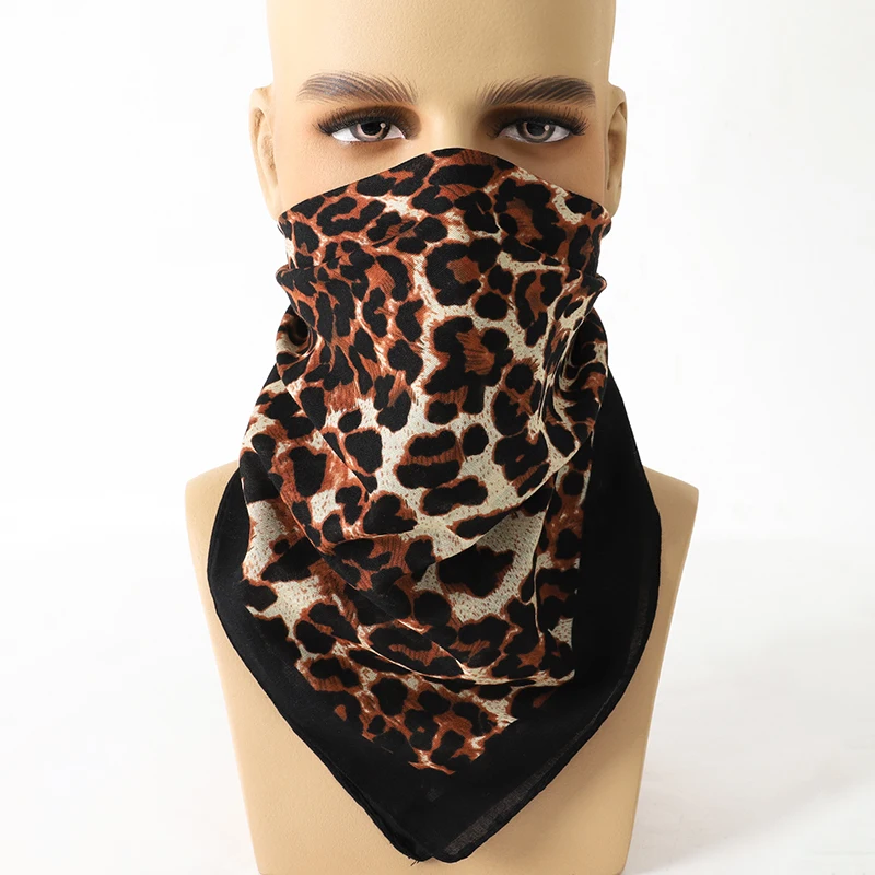 Unisex Men Women Leopard Print Cotton Bandana Hairband Mens Biker Sports Headwear Wrist Hairwrap Head Wrap Scarf Paisley