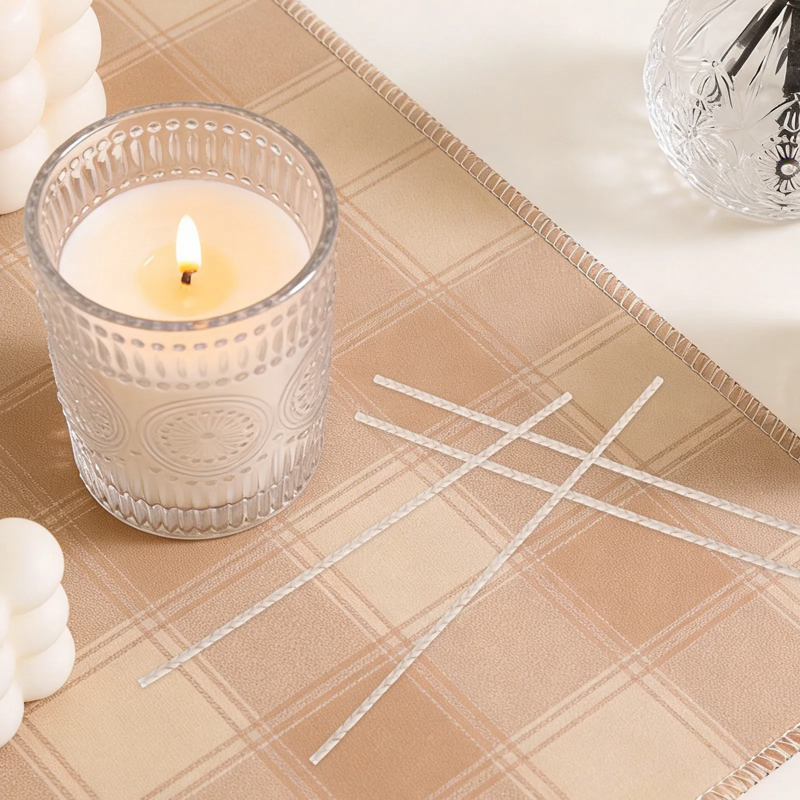 100Pcs Wicks Cotton Paper Smokeless Braided Stable Burn for DIY Making Aromatherapy Wax Beeswax Supplies