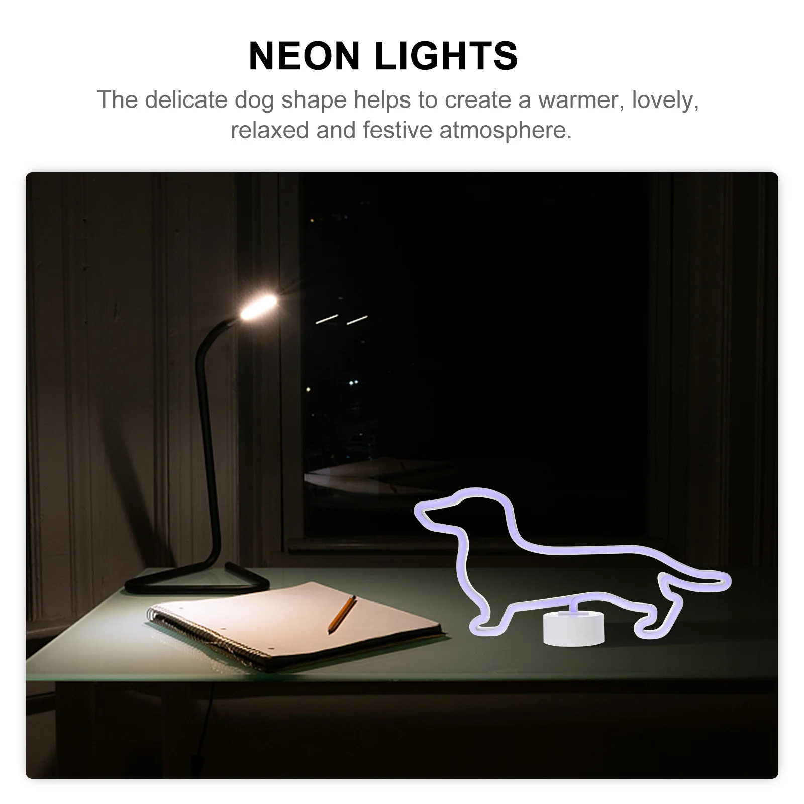 

Plastic Dog Neon Lamp Bedroom Living Room Decor Festive Atmosphere Safe Durable Detailed Workmanship Commercial Lighting