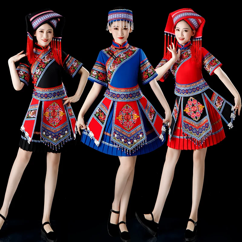 New Guangxi Zhuang Clothing Female Adult Minority Yao Miao Dance Performance Costumes