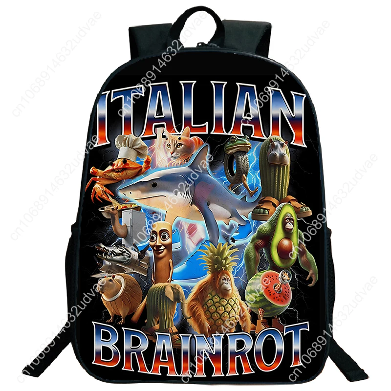 Funny Italian Brainrot Printed Backpack for Boys Girls Cappuccino Assassino Schoolbag Kids Bookbag Italian Brainrot Bags Mochila