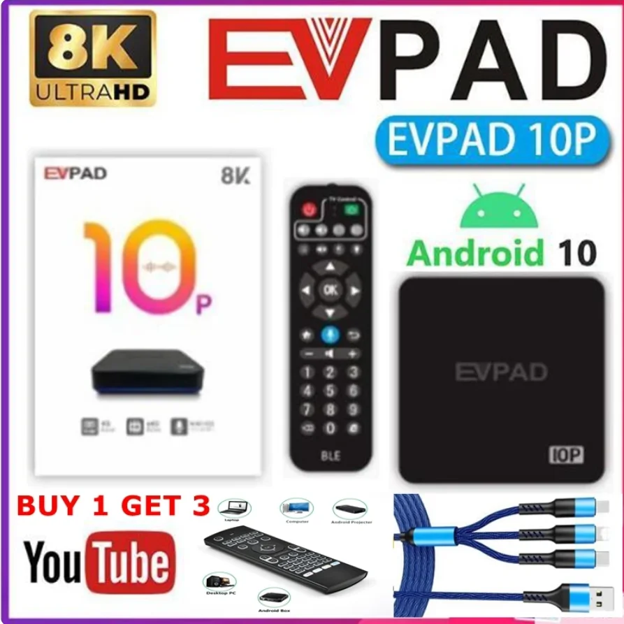 2024 EVPAD 10S,10P Newest Global AI TV  Set Top Box , 2GB, 32GB,64GB, 10S, EVPAD 6P, Hot Sell In  Asia Korea, Japan and USA