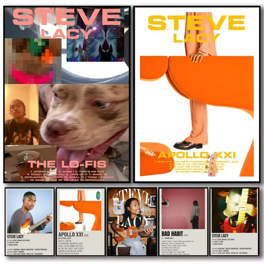 Pop Singer Music Album S-Steve Lacy Poster Decorative Wall Art Stickers Mural Photo Print for Home Living Room Hallway Decor
