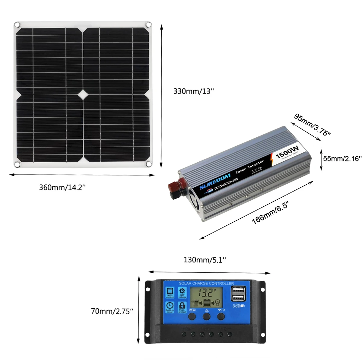 100W Solar Panel +1500W Inverter +30/60A Controller Kit Flexible Solar Charger Panel Module for RV Boat Cabin Home Camping