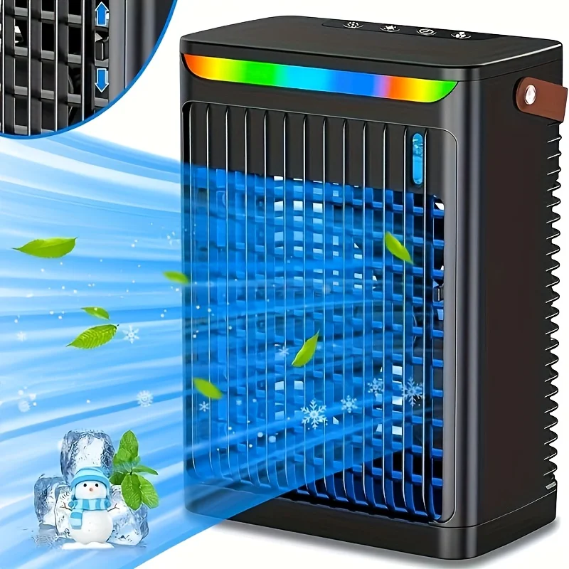 

1pc Portable Mini Air Conditioner, Plastic, 4 Speed Cooling Fan, USB Powered, Buttons Control, ≤36V, for Home & Office, Indoor O