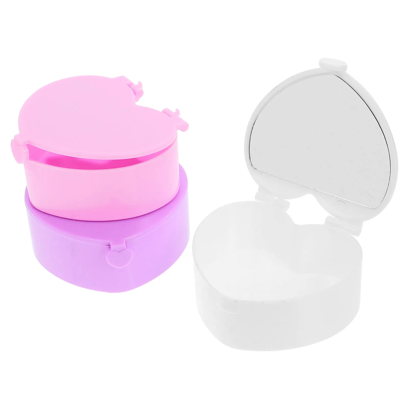 

3Pcs Cute Heart Jewelry Box for Little Portable Lightweight Vanity Decor Jewelry Organizer with Mirror Hair Clip Bow