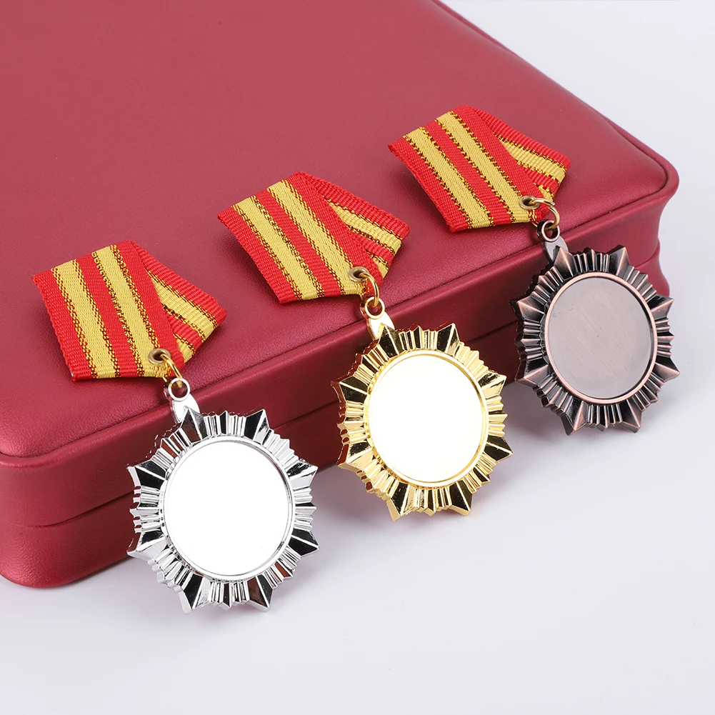 5cm Gold/Silver/Bronze Medal Sports Rewards with Neck Ribbon Students Rewards Metal Winner Medals for Talent Show Party Race