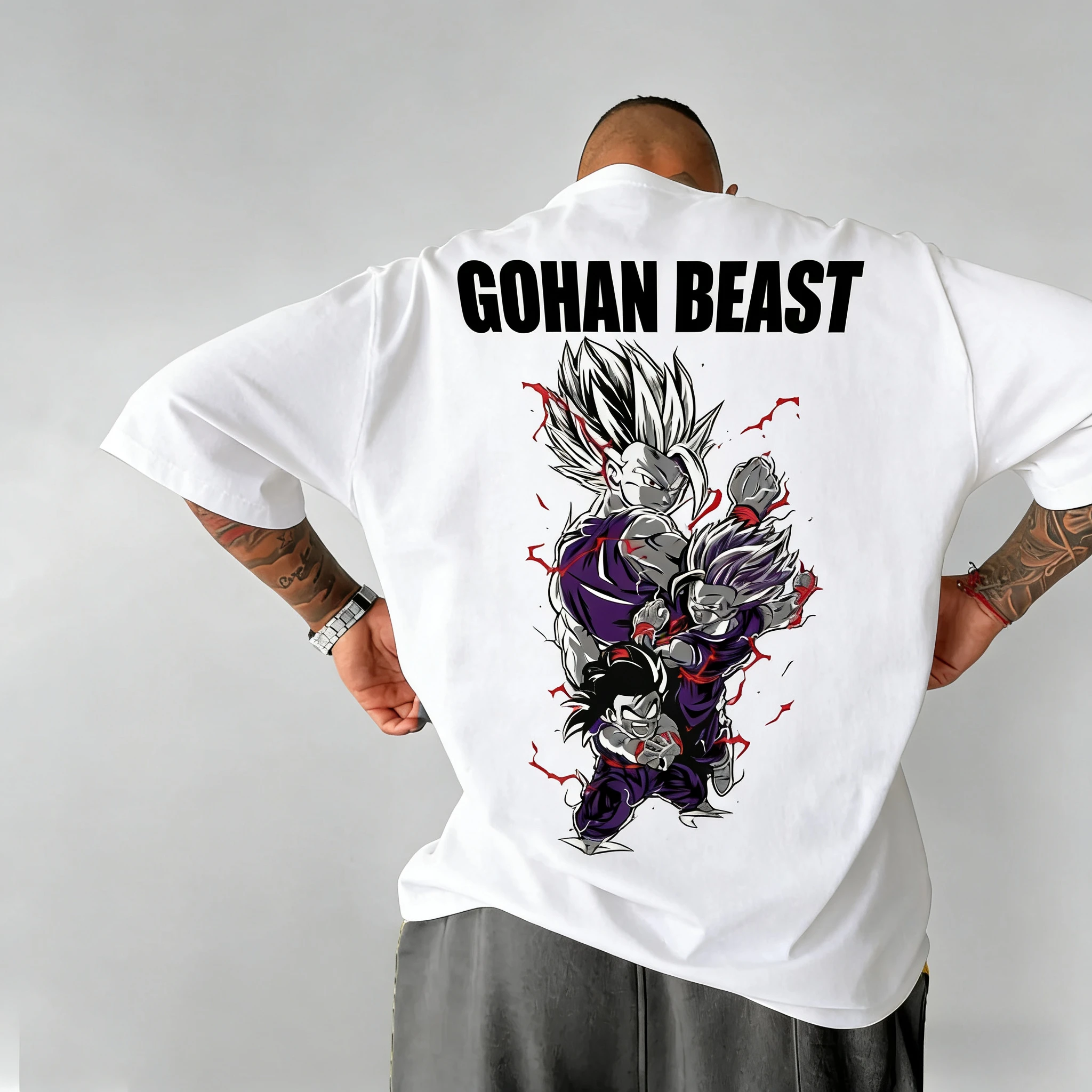 드래곤 볼 손오공 프린트 반팔 반다이 루즈핏 남녀공용 2026 여름 통기성 스포츠 패션 코튼 티셔츠