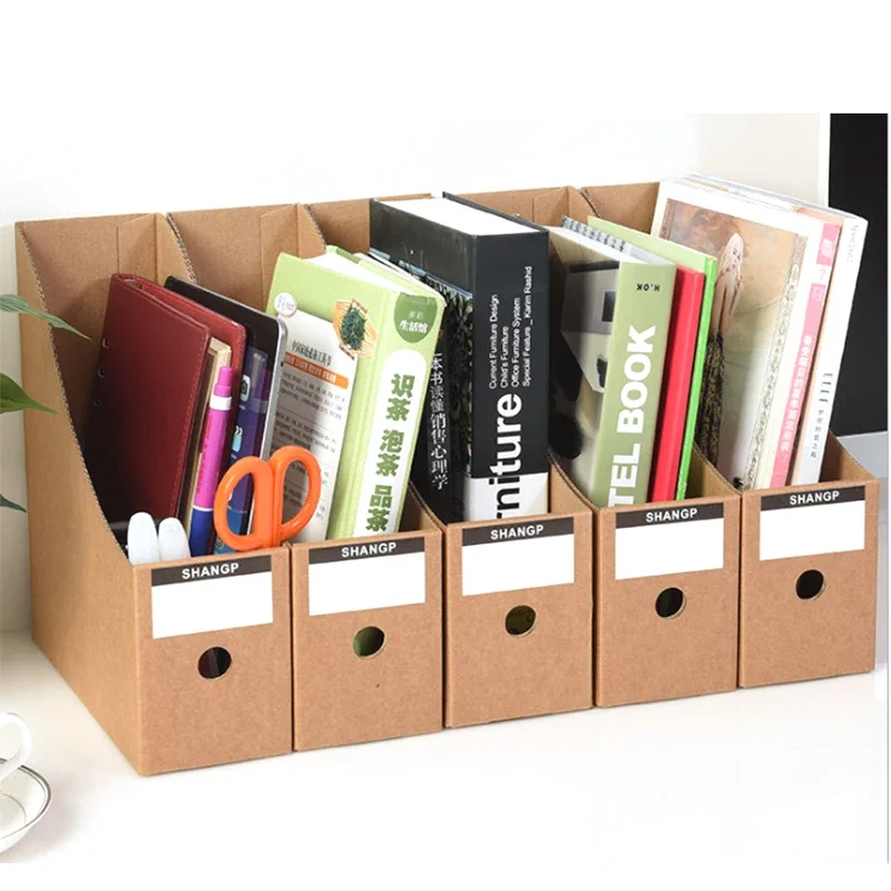 Magazine File Holder Organizer Box,Drawer Kraft Paper File Holder Office Supplies Desk Storage Organizer Documents File Box 2022