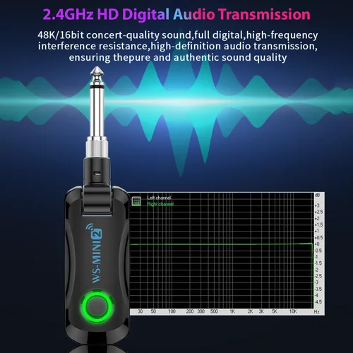 Imagen 2 del producto Sistema de guitarra inalámbrico de 2,4G, transmisor y receptor portátil recargable con compartimento de carga, sistema de Audio de 4 canales