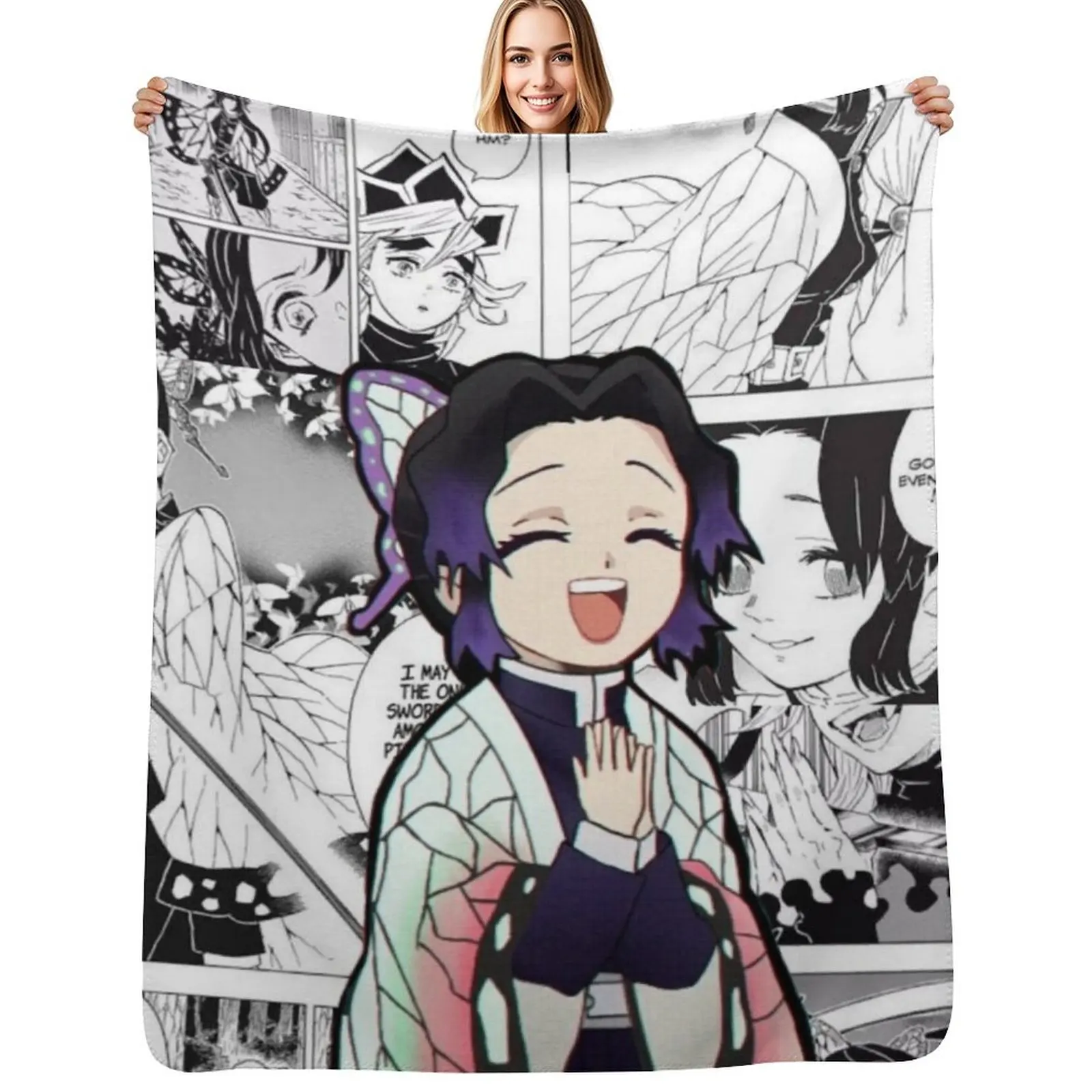 

Shinobu Kocho Throw Blanket Blankets For Bed valentine gift ideas bed plaid Soft Plush Plaid Blankets