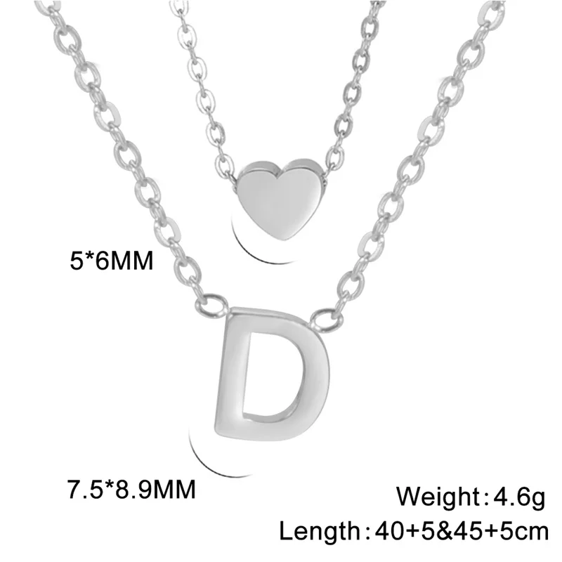 Mode Tiny Herz Initial Halskette Gold Silber Farbe Multilayer Brief Choker Halskette Für Frauen Charme Anhänger Schmuck Geschenk – Detail 22