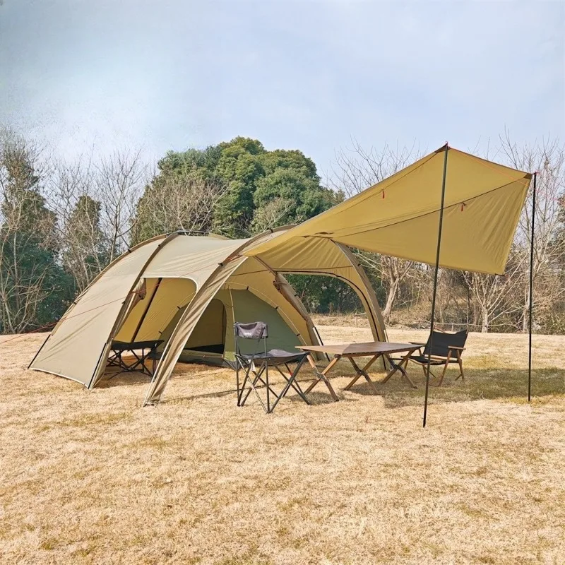 윤주 6MCETO 원룸 및 거실 하나, 야외 조명이 있는 고급 캠핑용 방수 가족용 차양막 핫 텐트