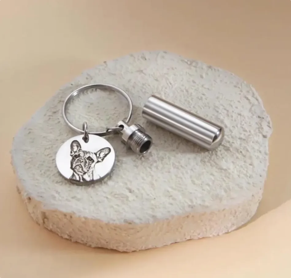 الحيوانات الأليفة صورة جرة المفاتيح شخصية الفولاذ المقاوم للصدأ رماد اسطوانة كيرينغ تذكار الحيوانات الأليفة التذكارية مفتاح سلسلة هدية لمحبي الحيوانات الأليفة #6
