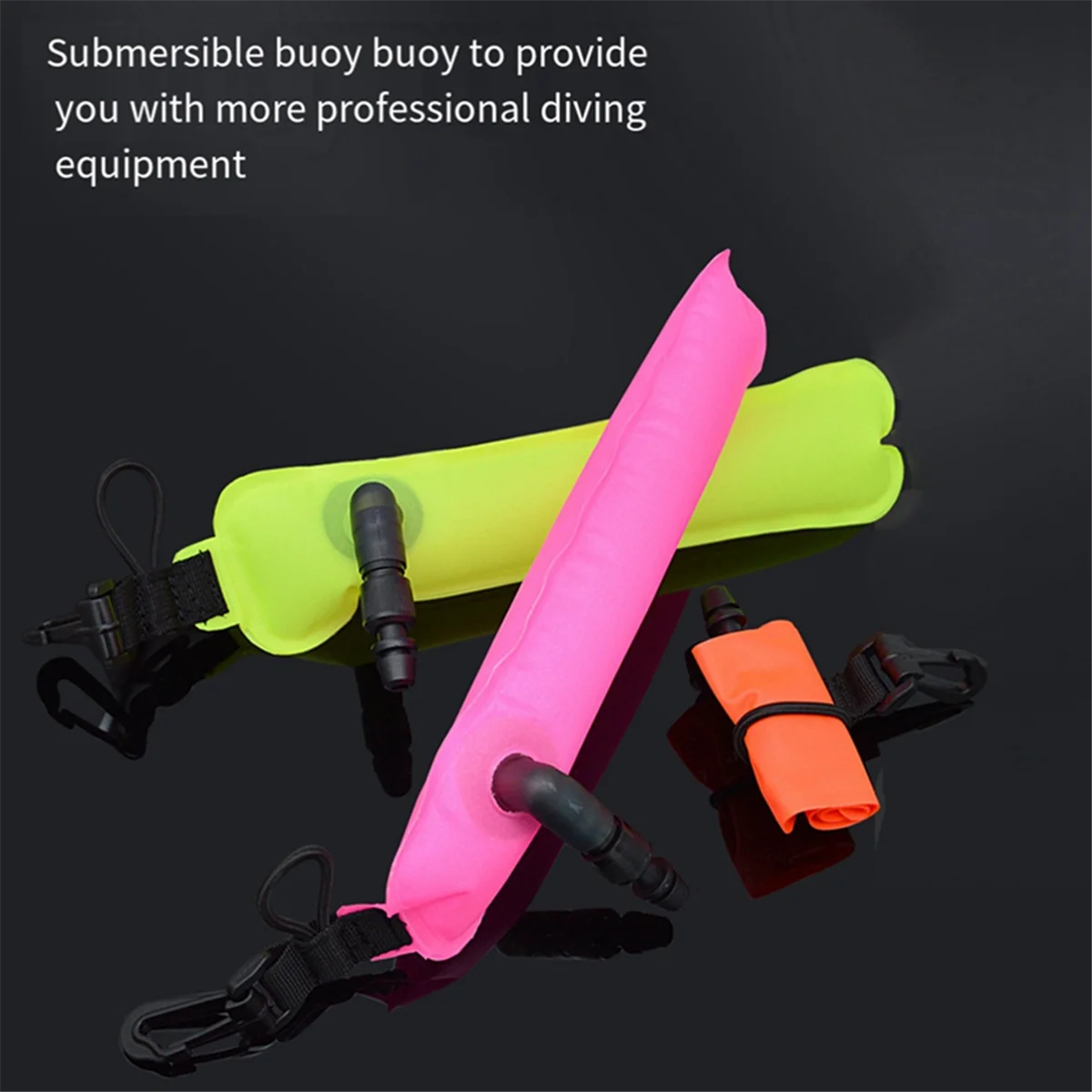 Scuba Diving Mini Diving SMB Pendant Inflatable Safety Sausage Signal Tube Surface Buoy for Diving Enthusiasts Rose Red