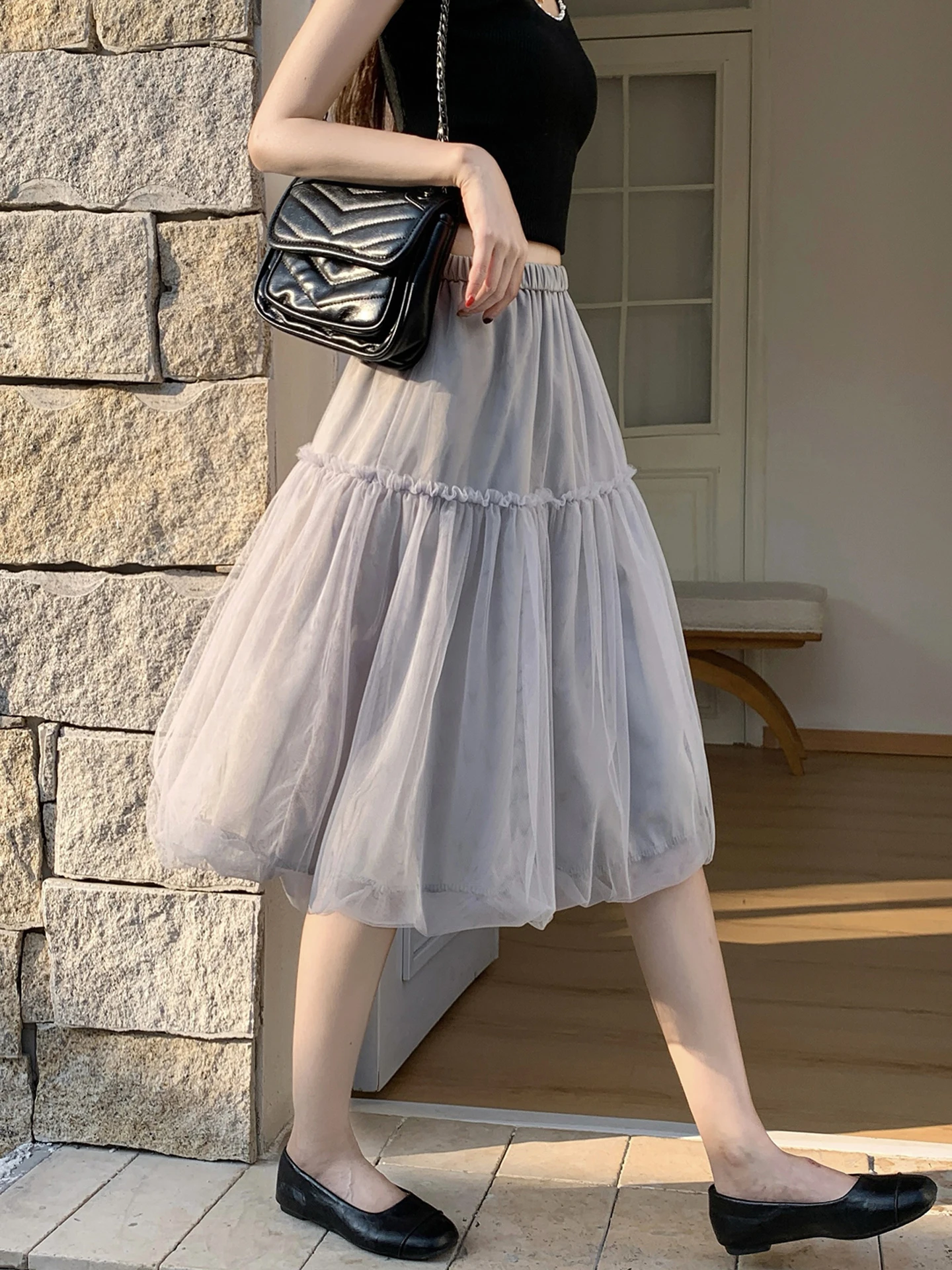 

Casual High Waist Floral Mesh Short Skirt Women's Summer 2026 New Style A-Line Pleated Skirt for Young Ladies
