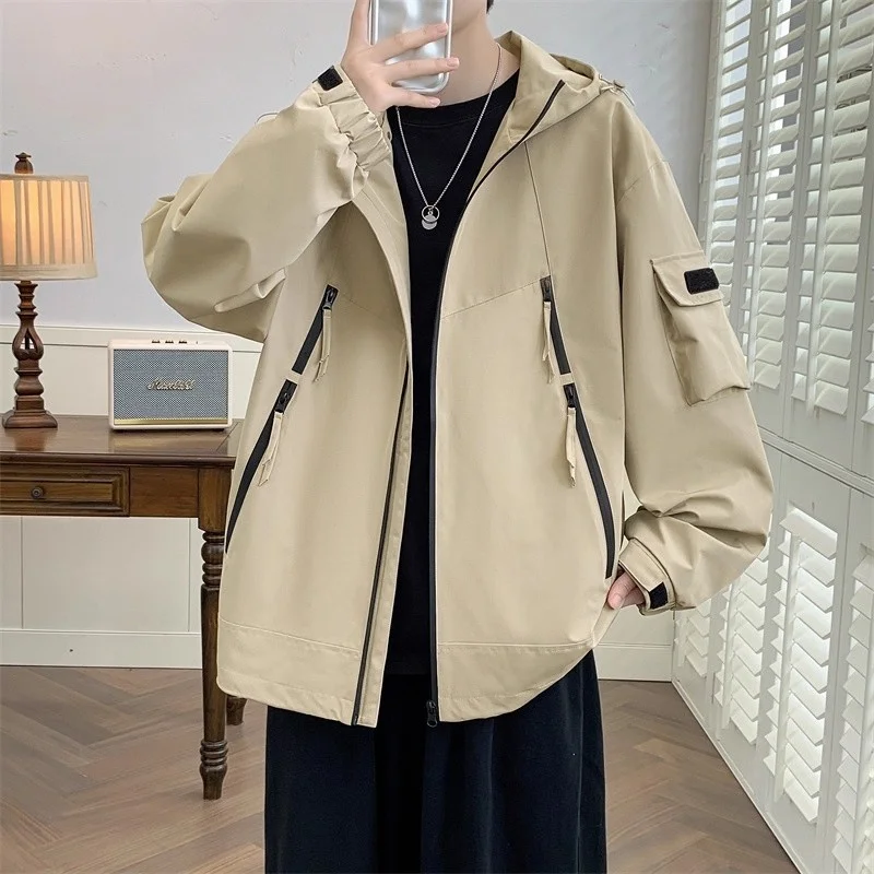 

Men's Outdoor Climbing Jaet Spring Autumn Casual High Street Workwear Windbreaker Zipper Closure Long Sve Loose Fit
