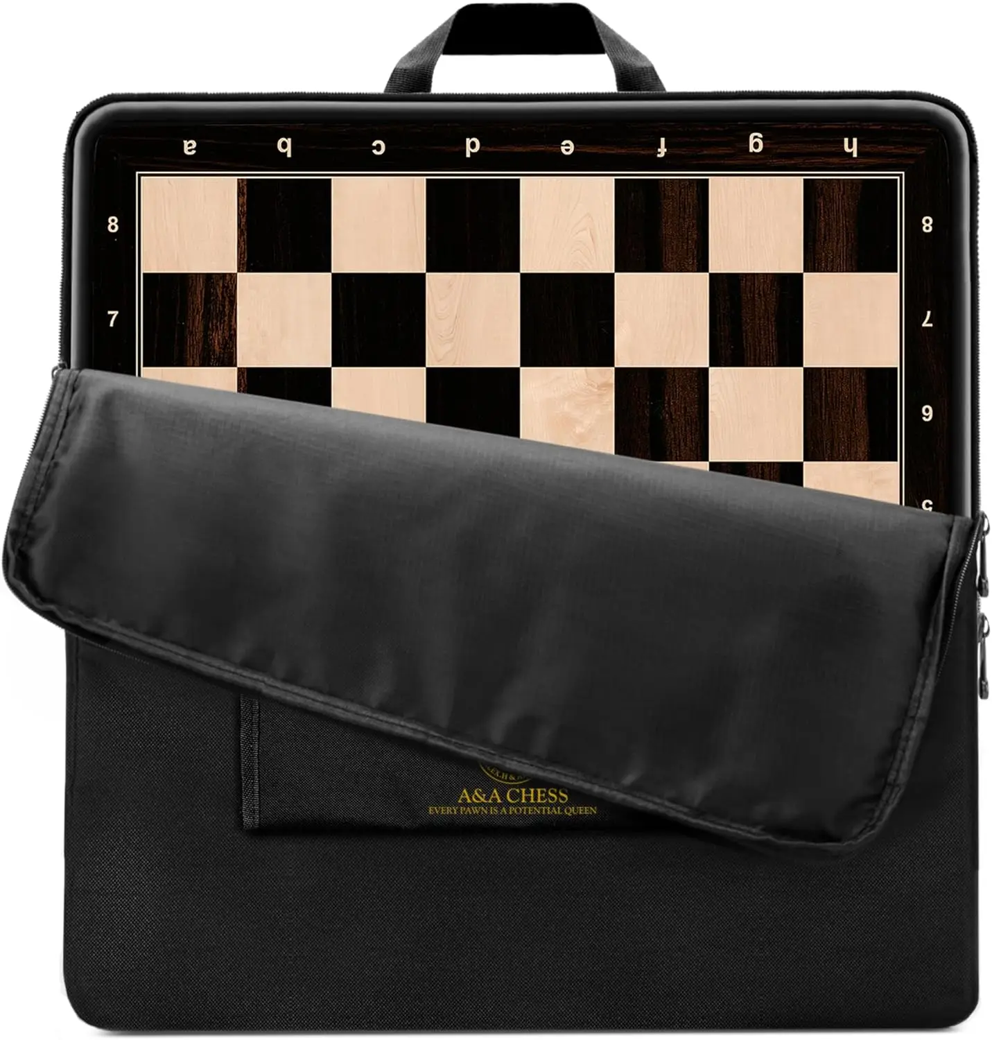 

21.25" Wooden Tournament Chess Board, 2.25" Squares with Notation, African Palisander & Maple Inlay