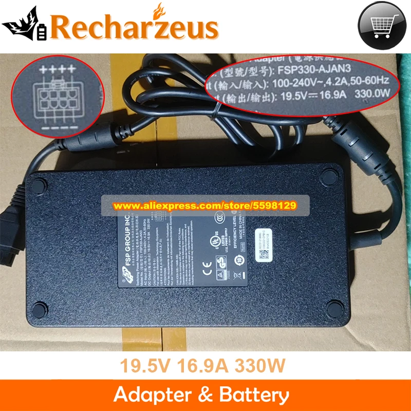Genuine FSP FSP330-AJAN3 AC Adapter 19.5V 16.9A 330W Laptop Charger Molex-8-Pins Power Supply