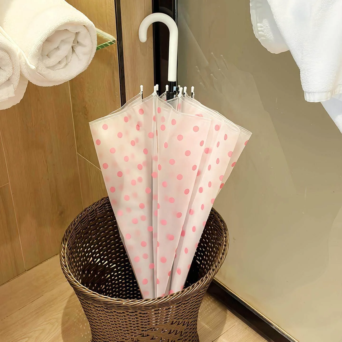 Thickened Large Polka Dot Umbrella Portable Student School Specialty Reinforced Women's Umbrella High Aesthetic Value
