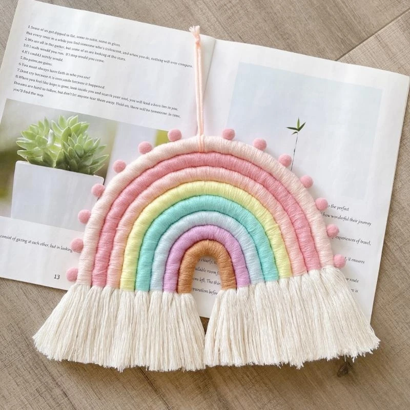 MacRame Rainbow Wall Hanging for Dorm Kid Room Decoraciones para hogar Baby Shower