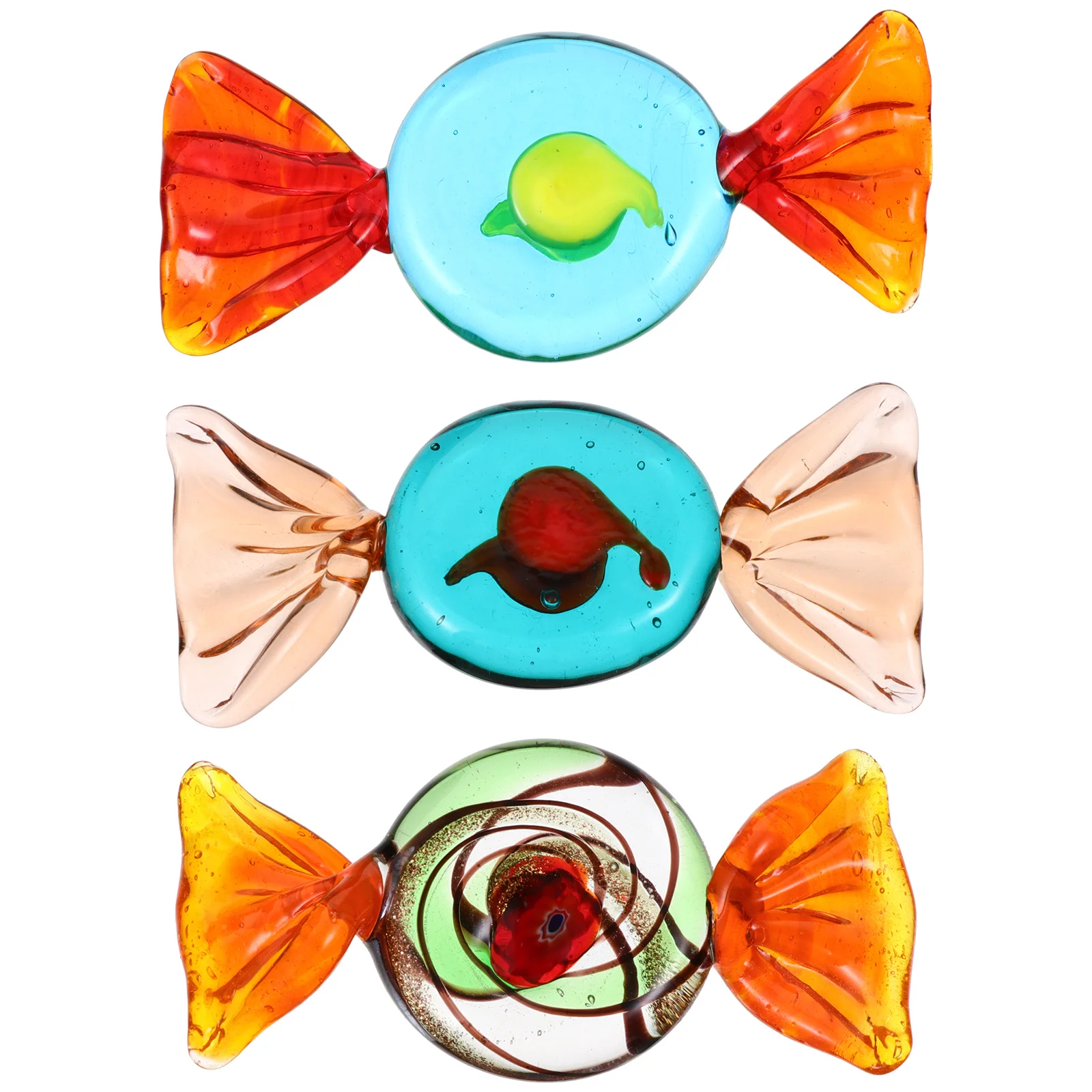 

3Pcs Handmade Glass Sweets Colorful Style Candy Decorations Home Indoor Outdoor Festival Gift Glass Candies