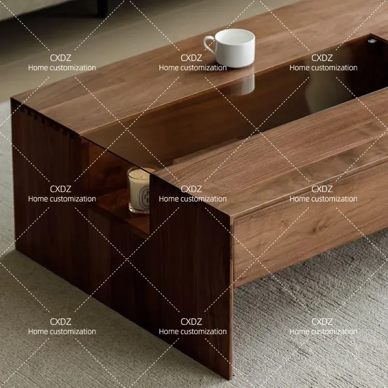 North American Black Walnut Solid Wood Coffee Table and TV Cabinet Combo Nordic Style Modern Simple Living Room Furniture Log