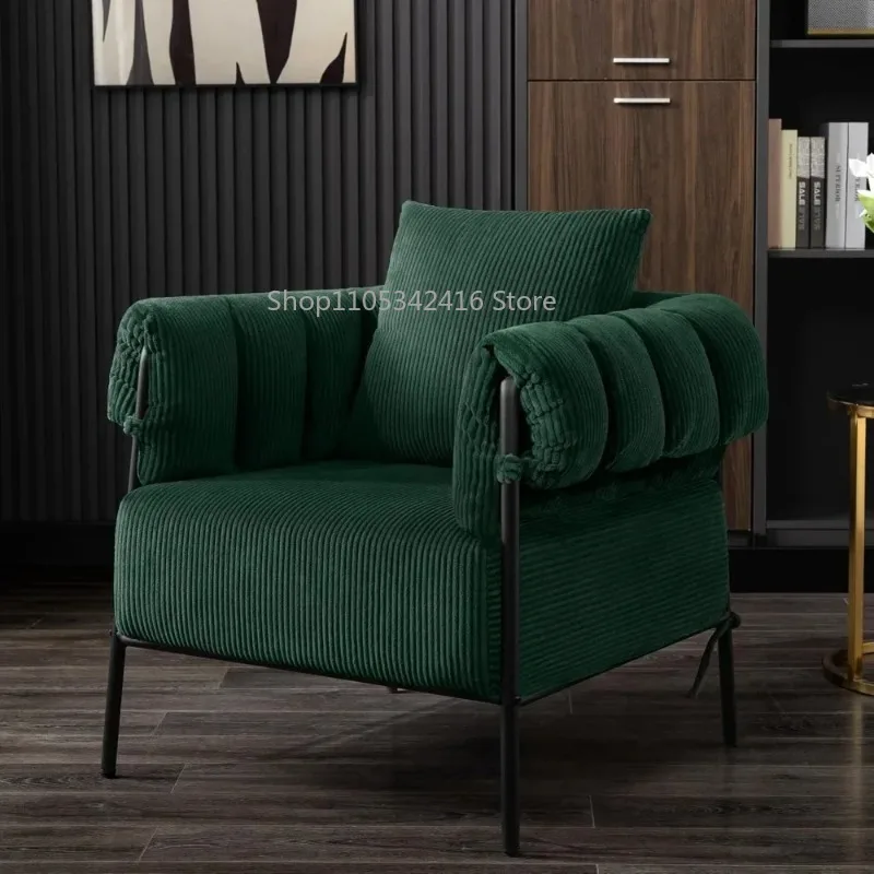 Modern Upholstered Bristle Accent Chair, Soft Comfy Reading Armchair with Pillow for Living Room Bedroom