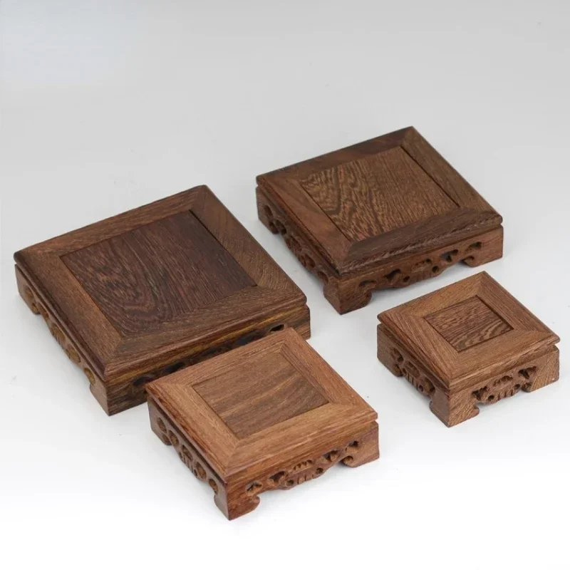 Wenge square rotundity Rectangular footrest wooden support vase Incense burner Potted plant base Buddha statue altar home decor