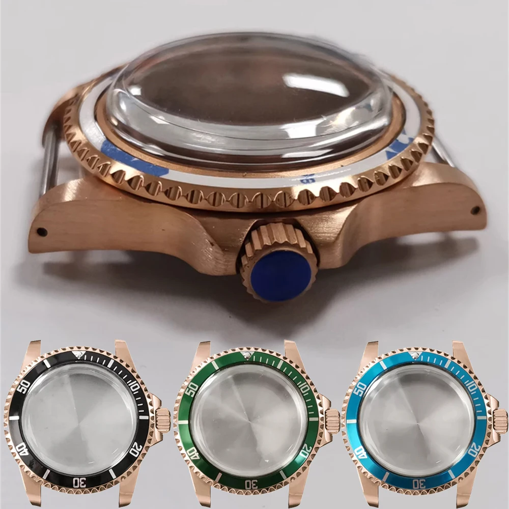 

Retro Bronze Stainless Steel Watch Case 39.5mm, Vintage Dome Glass Acrylic Mirror Case, for NH35/NH36 Movement, Non-Click Bezels