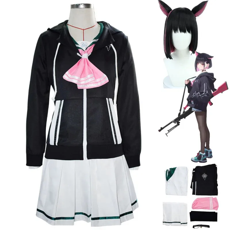 لعبة الأزرق الأرشيف الرسوم المتحركة كيوياما كازوسا تأثيري حلي شعر مستعار هوديس معطف بحار دعوى تنورة امرأة Kawaii هالوين مجموعة olp