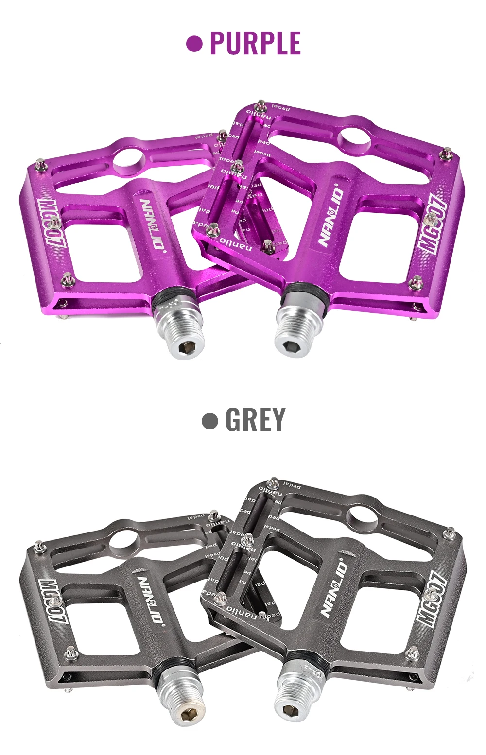 NANLIO MTB Fahrradpedale Ultraleichte Aluminiumlegierung Flachpedale 3 Gedichtete Lager Rutschfest mit Reflektoren Fahrradzubehör – Detail 12