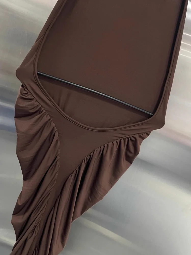 여성용 2025 디자이너 홀터 하이넥 스모크드 바디콘 패셔너블 러플드 칵테일 파티 드레스 봄 여름 이브닝 드레스