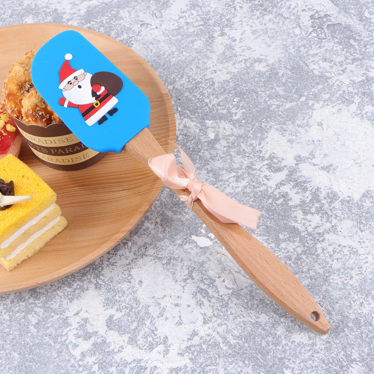 

3Pcs Xmas Silicone Spatula Non-Stick High Heat Resistant Wooden Handle Cake Butter Scraper Baking Tool Christmas Tree Snowman