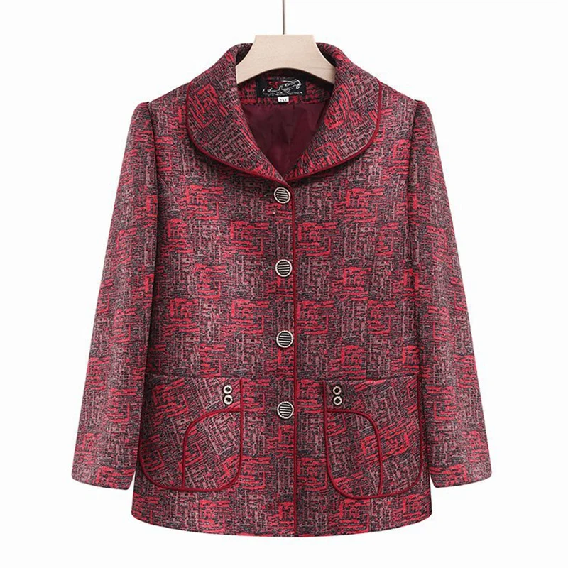 New Vintage Wool Blends Coats Women Elegant Autumn Winter Thicken Woolen Jacket Outerwear Middle Aged Mother Jackets M-3XL