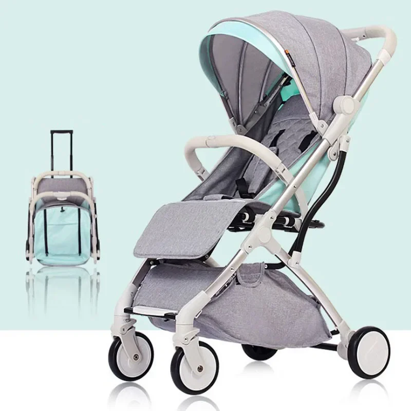 Four Wheel Stroller Lightweight Folding Travel Stroller High Landscape Newborn Two-way Seat Boardable Adjustable Baby Stroller